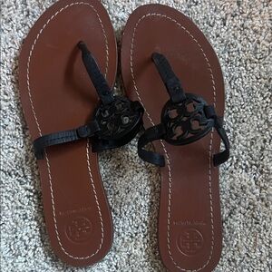 Tory Burch Black and Tan Sandals